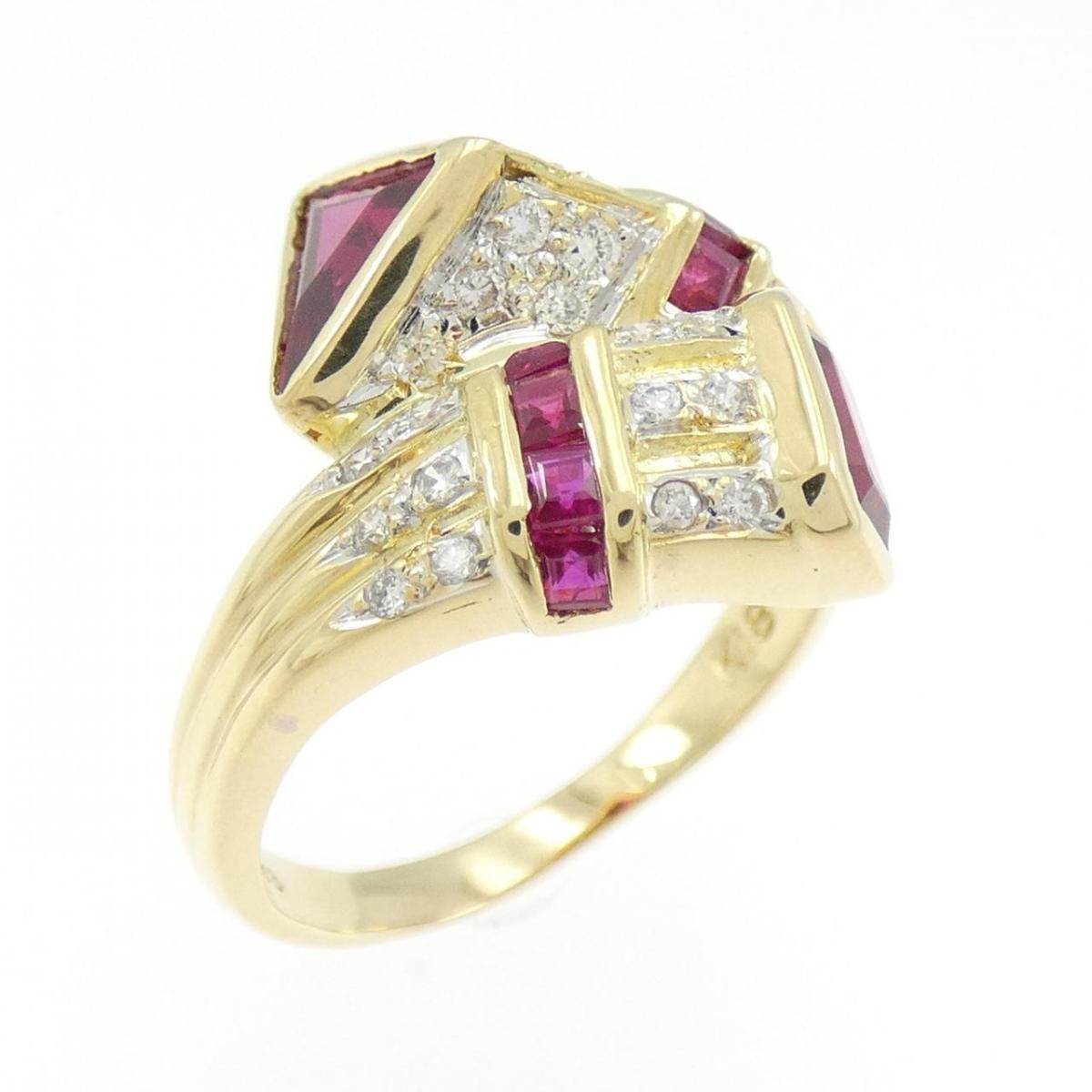 K18YG/K18WG ルビー リング 1.58CT【中古】