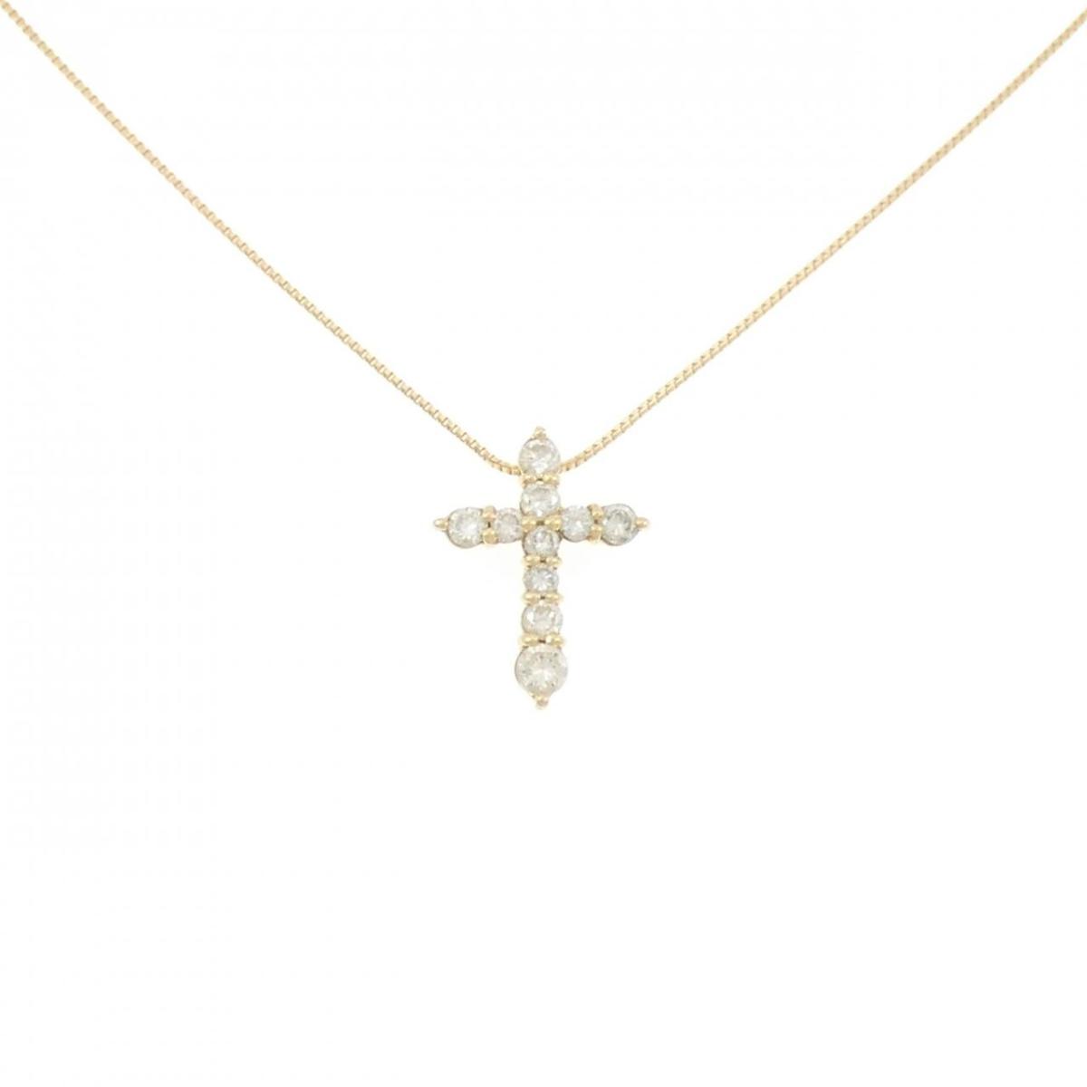 K18YG クロス ダイヤモンド ネックレス 0.50CT【中古】