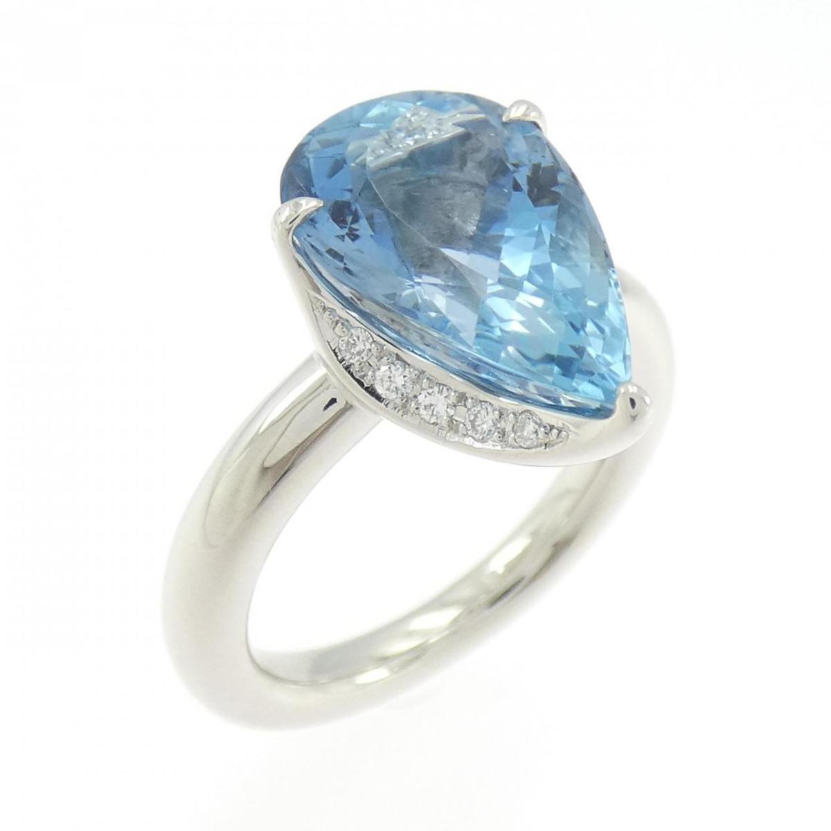 PT900 アクアマリン リング 4.53CT【中古】