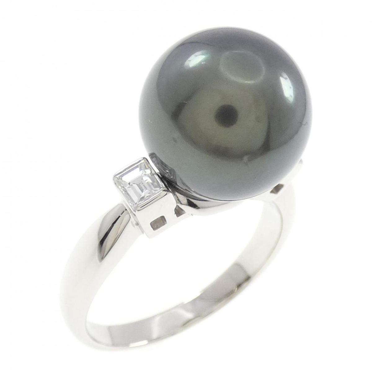 PT900 黒蝶パール リング 12.0mm【中古】