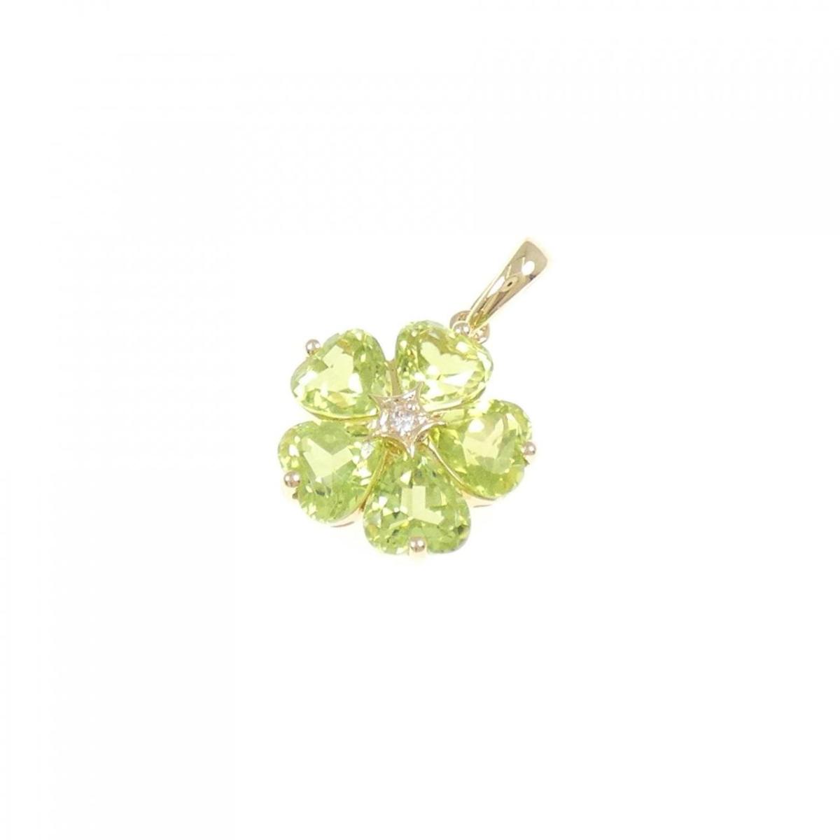 K18YG フラワー ペリドット ペンダント 4.13CT【中古】