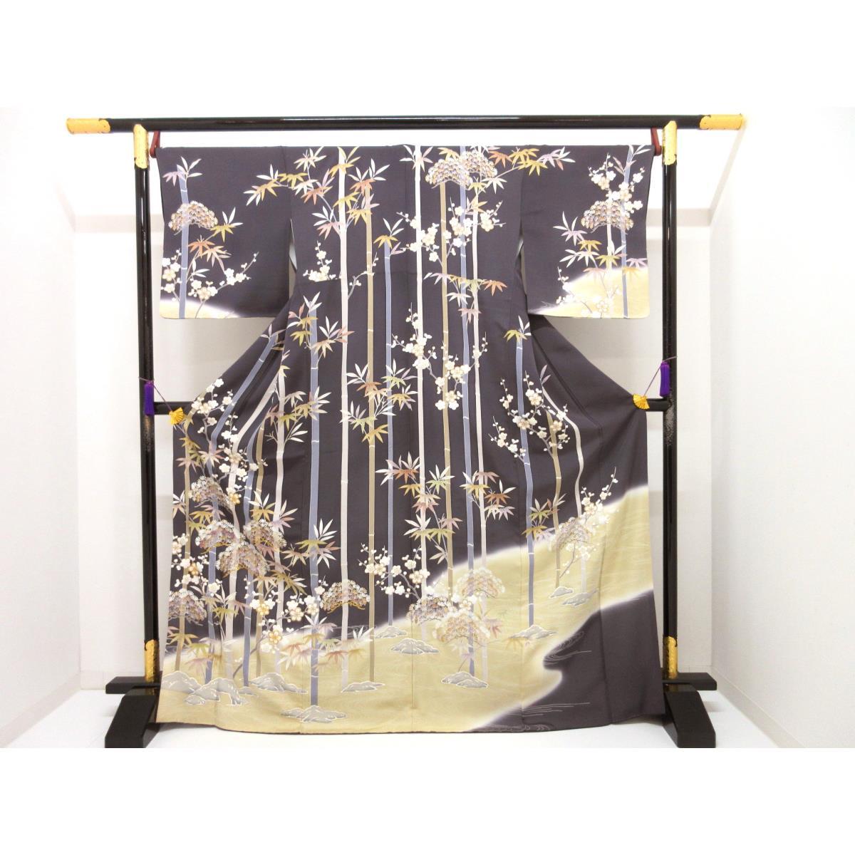 訪問着　友禅金彩加工　刺繍入りボカシ染【中古】