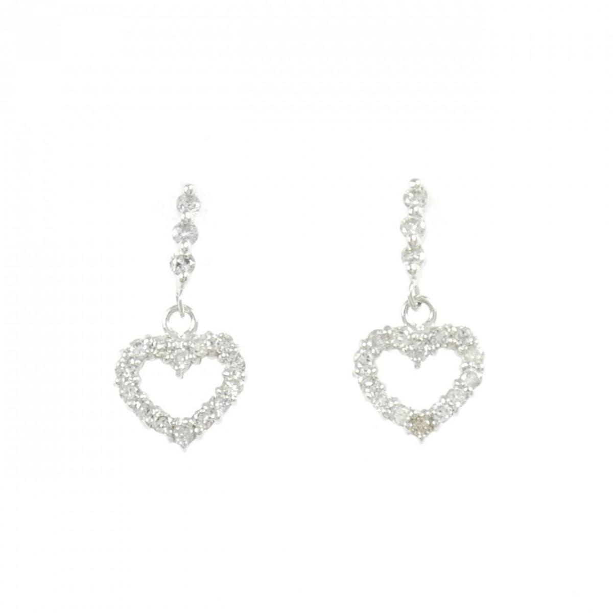K18WG ハート ダイヤモンド ピアス 0.22CT【中古】｜KOMEHYO ONLINESTORE 店 29,640円