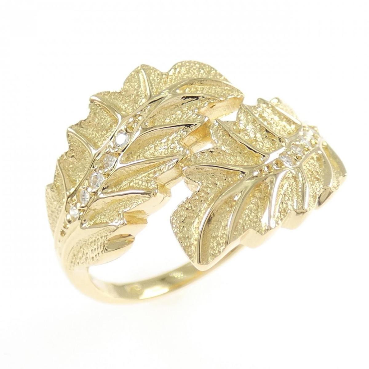 K18YG リーフ ダイヤモンド リング 0.06CT【中古】
