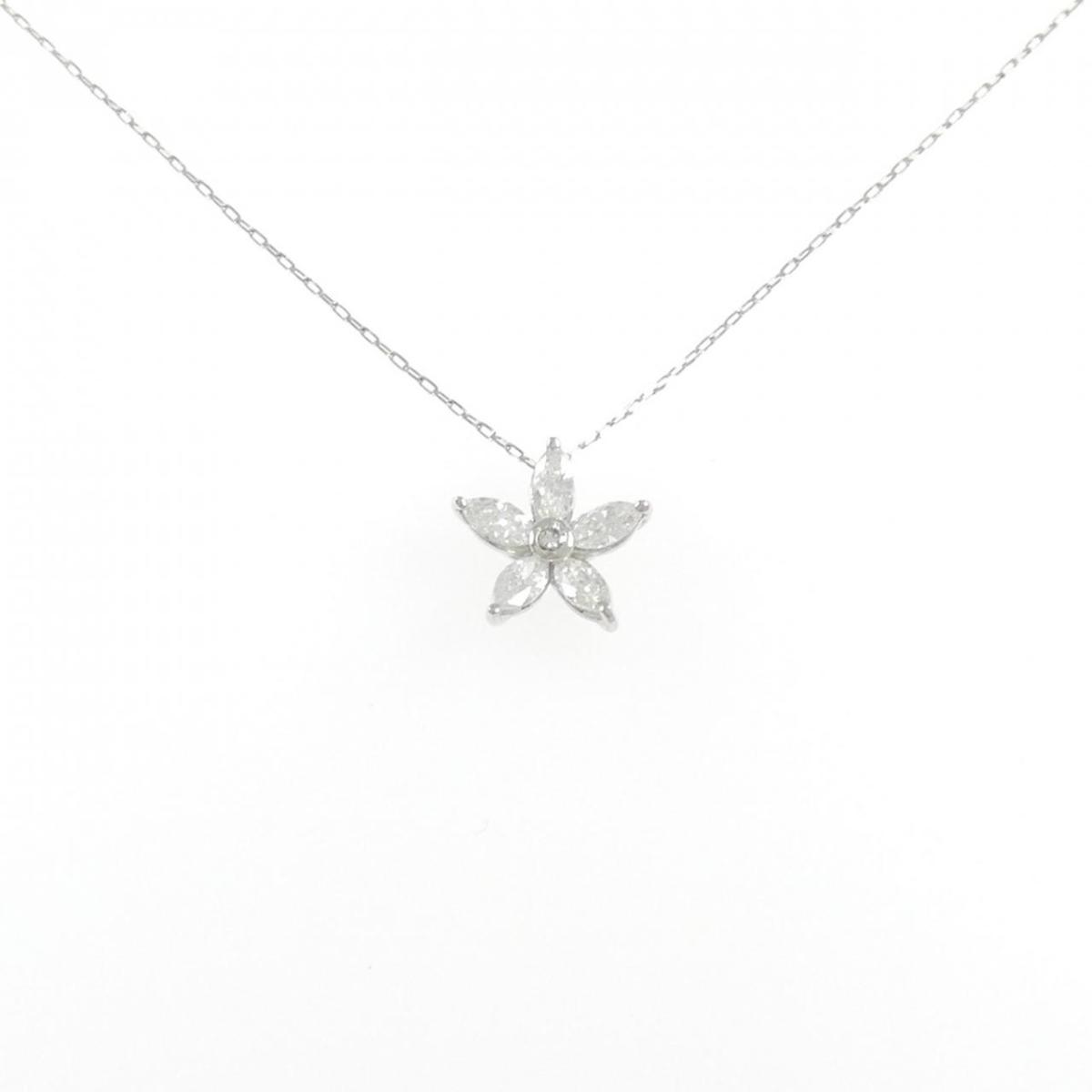 PT/PT850 フラワー ダイヤモンド ネックレス 0.34CT【中古】