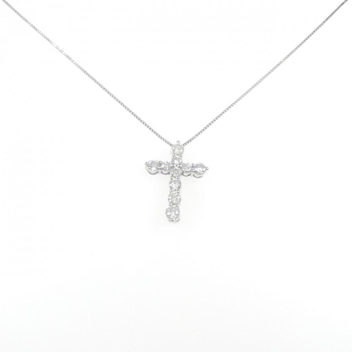 PT900/PT850 クロス ダイヤモンド ネックレス 1.02CT【中古】