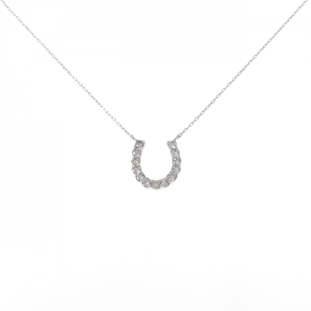 PT900/PT850 ホースシュー ダイヤモンド ネックレス 0.50CT【中古】