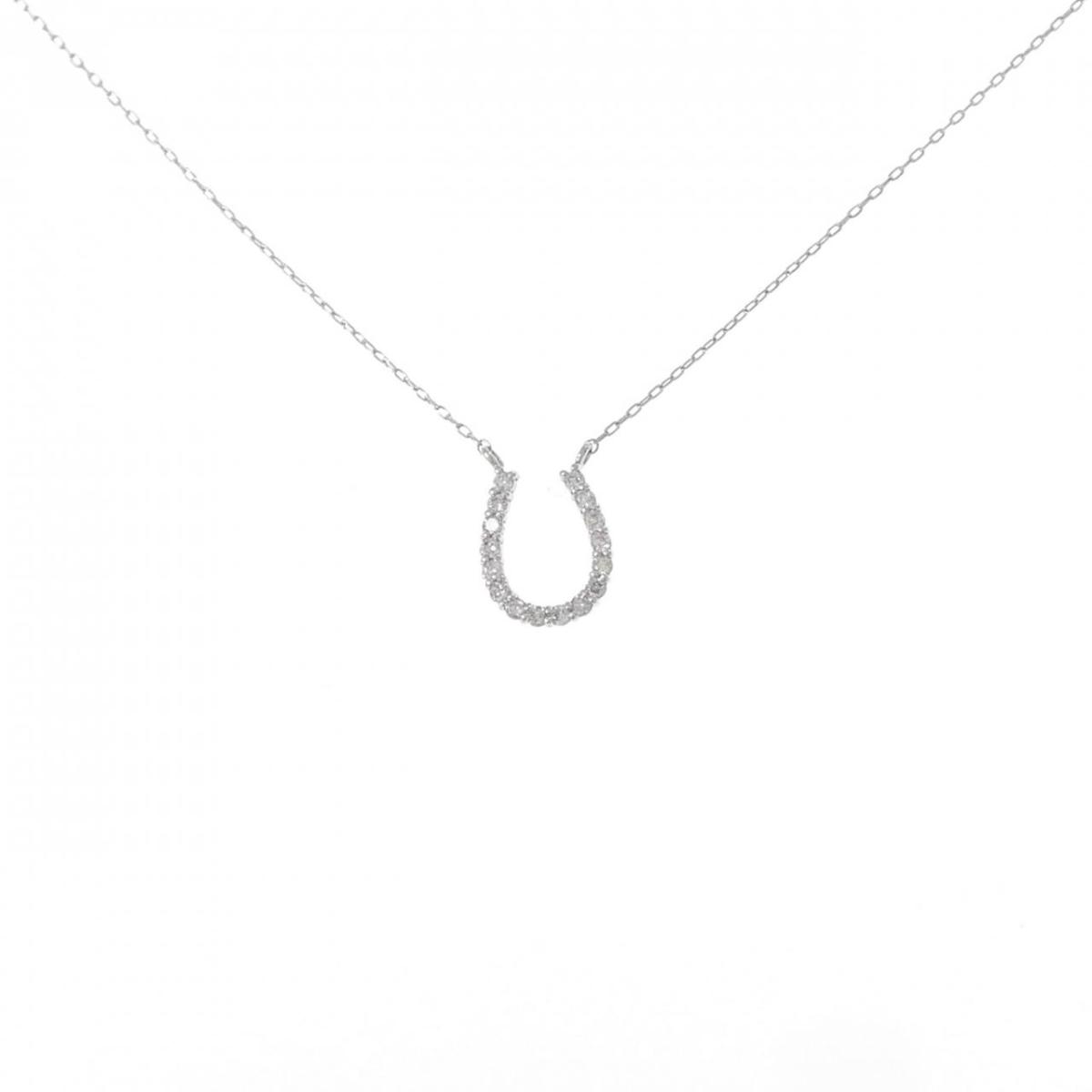PT900/PT850 ホースシュー ダイヤモンド ネックレス 0.10CT【中古】
