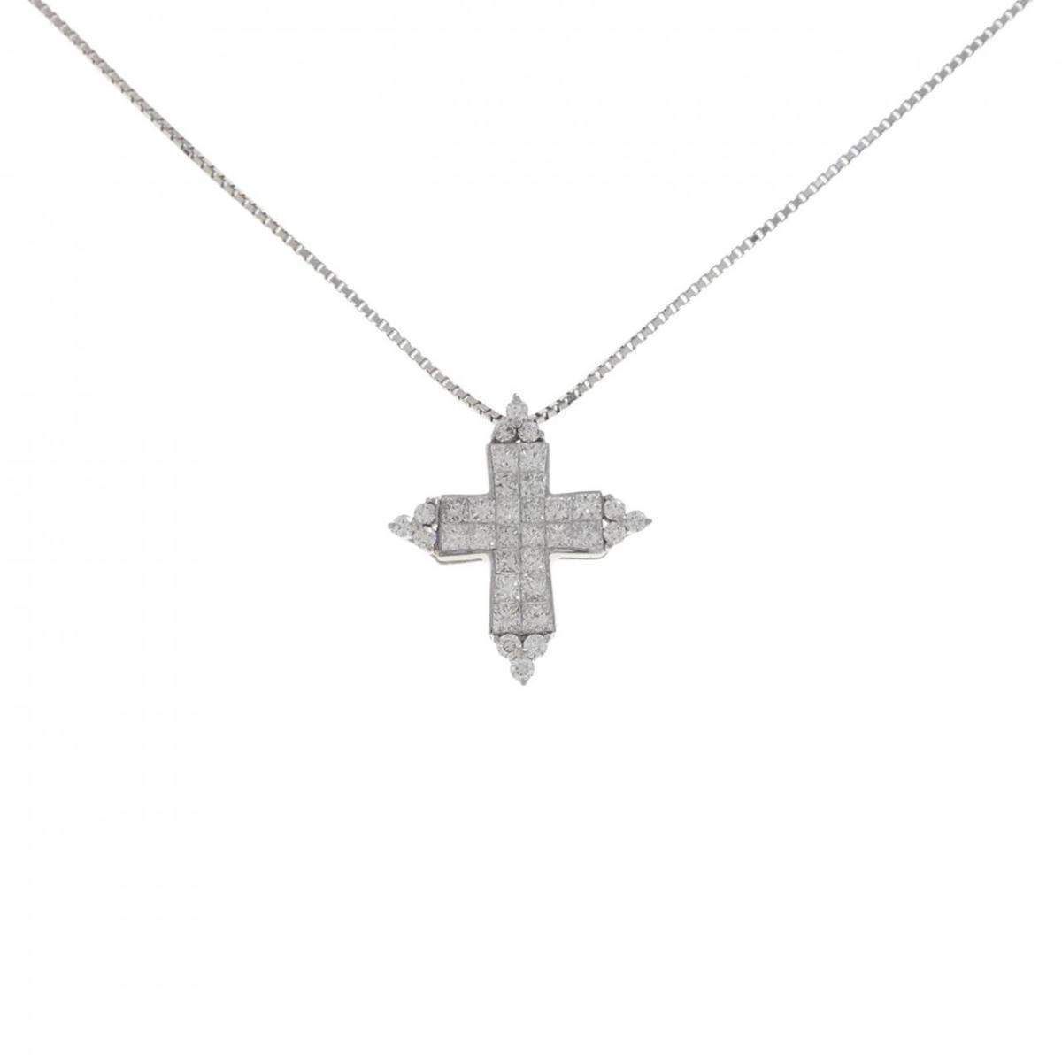 ジーエスティービー クロス ダイヤモンド ネックレス 0.65CT【中古】