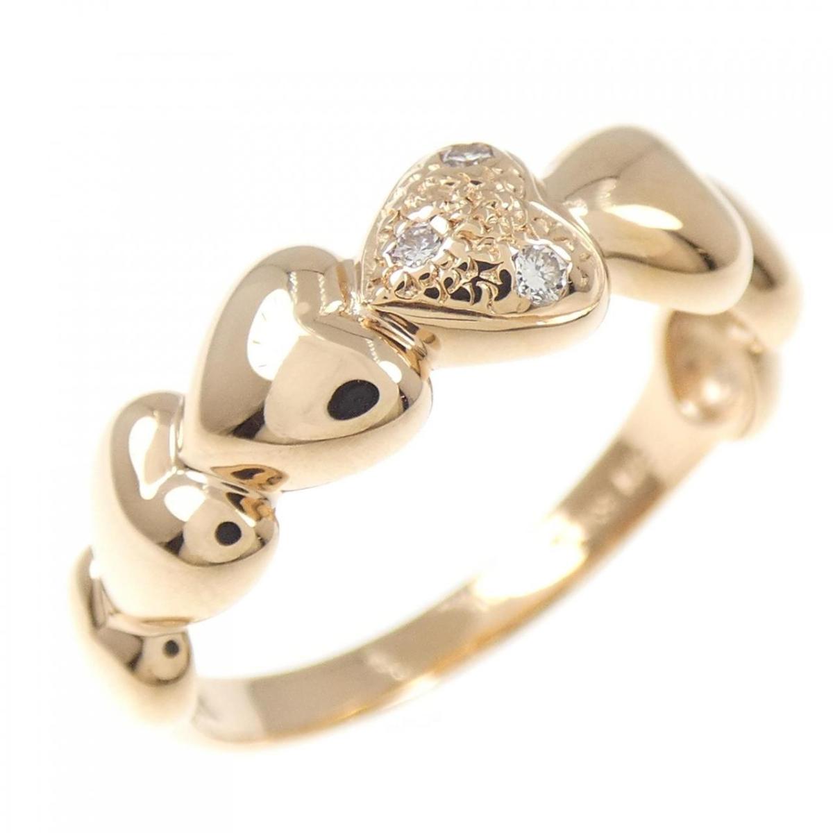 K18PG ハート ダイヤモンド リング 0.03CT【中古】