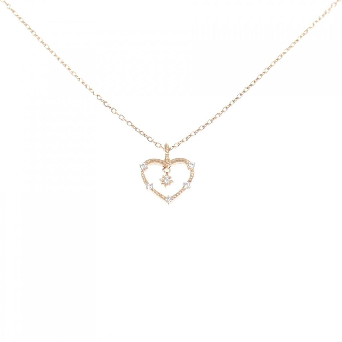 K10PG ハート ダイヤモンド ネックレス 0.04CT【中古】