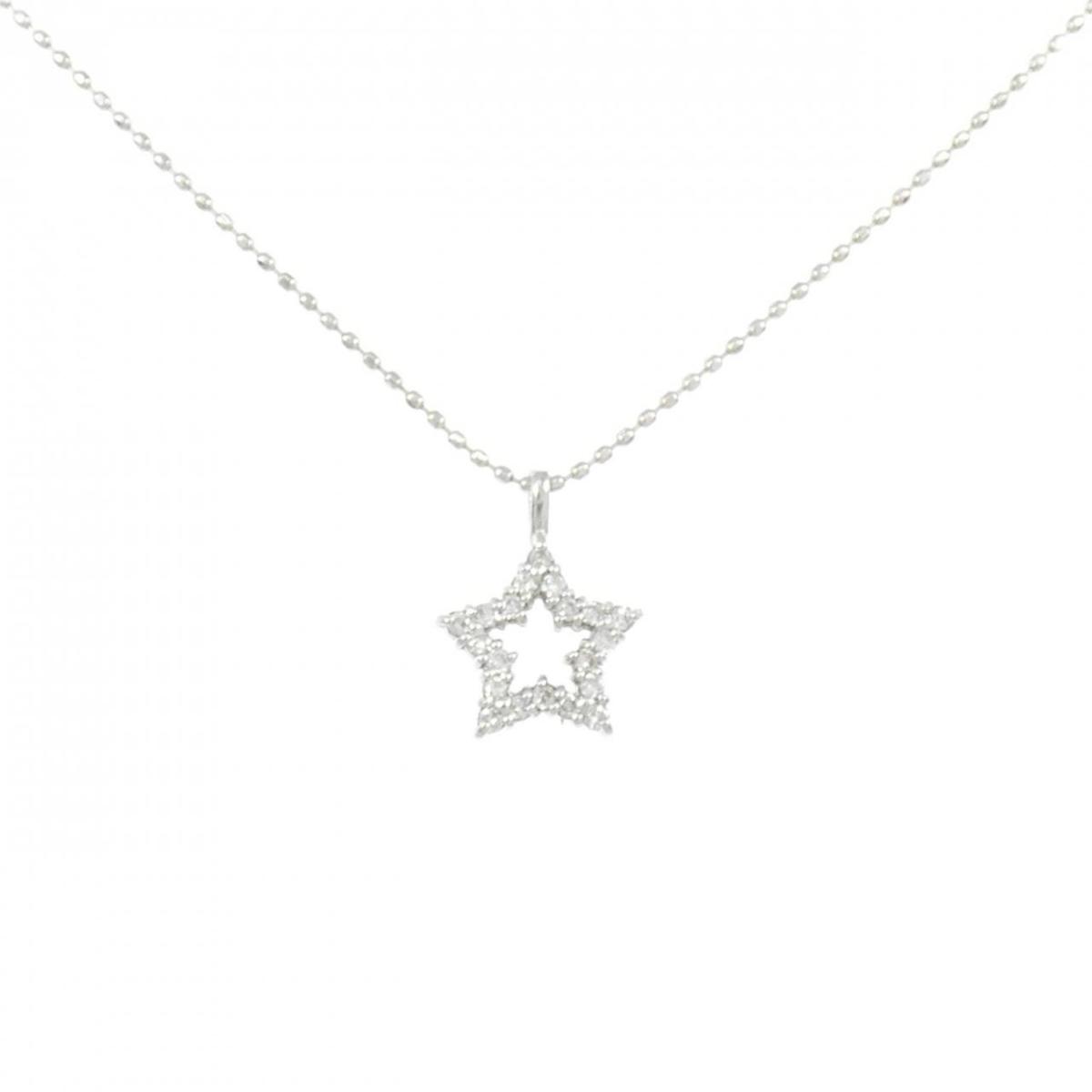 K18WG スター ダイヤモンド ネックレス 0.13CT【中古】