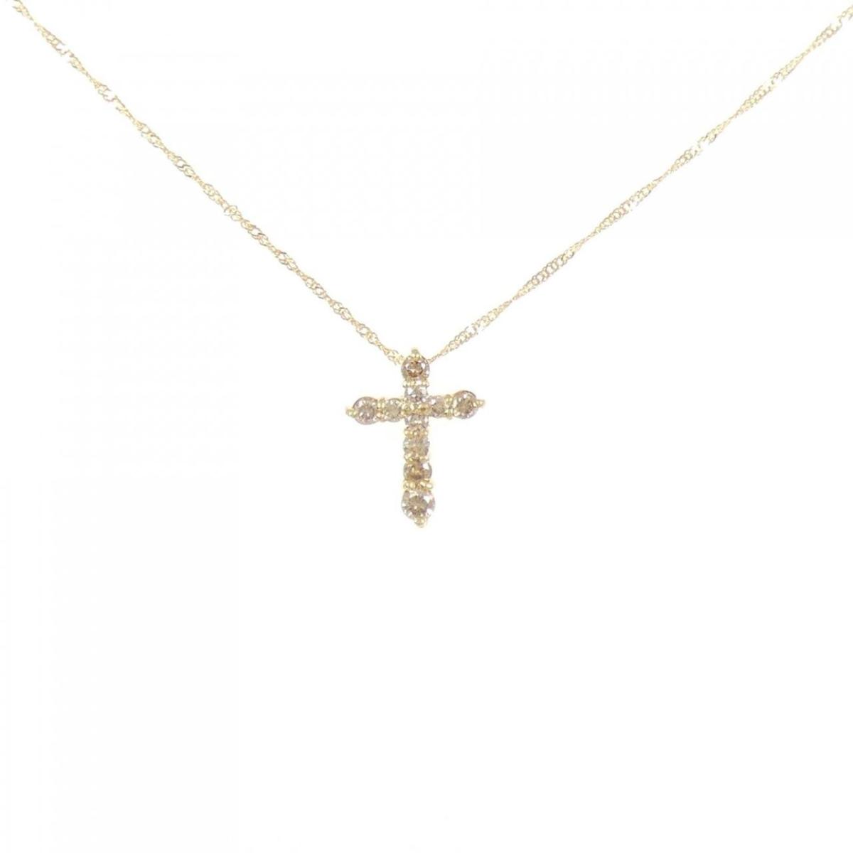 K18YG/750YG クロス ダイヤモンド ネックレス 0.30CT【中古】 42,640円