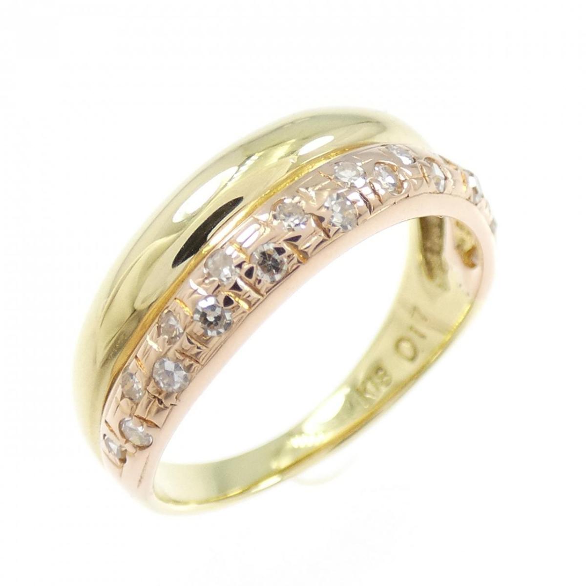 K18YG/K18PG ダイヤモンド リング 0.17CT【中古】