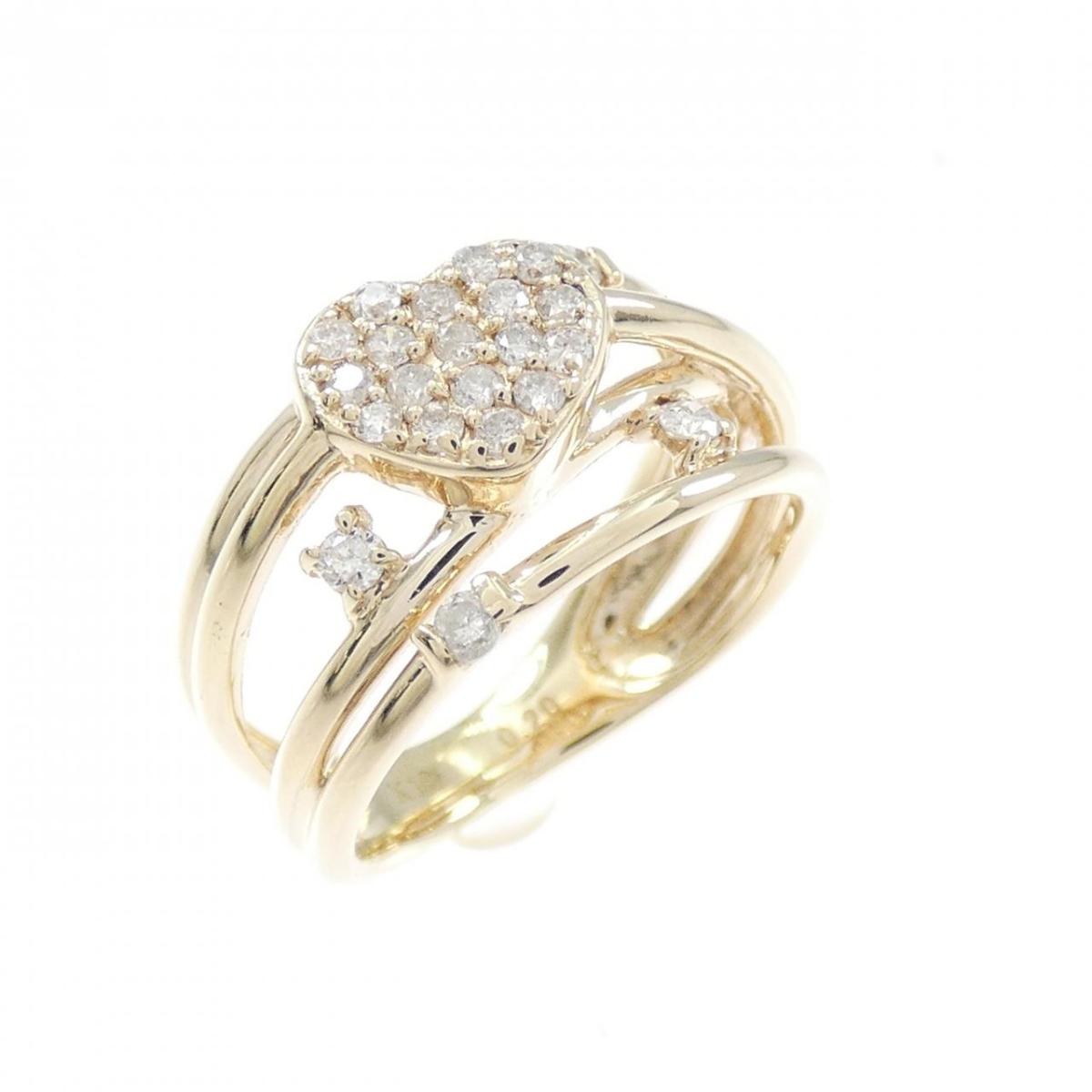 K10YG ハート ダイヤモンド リング 0.20CT【中古】