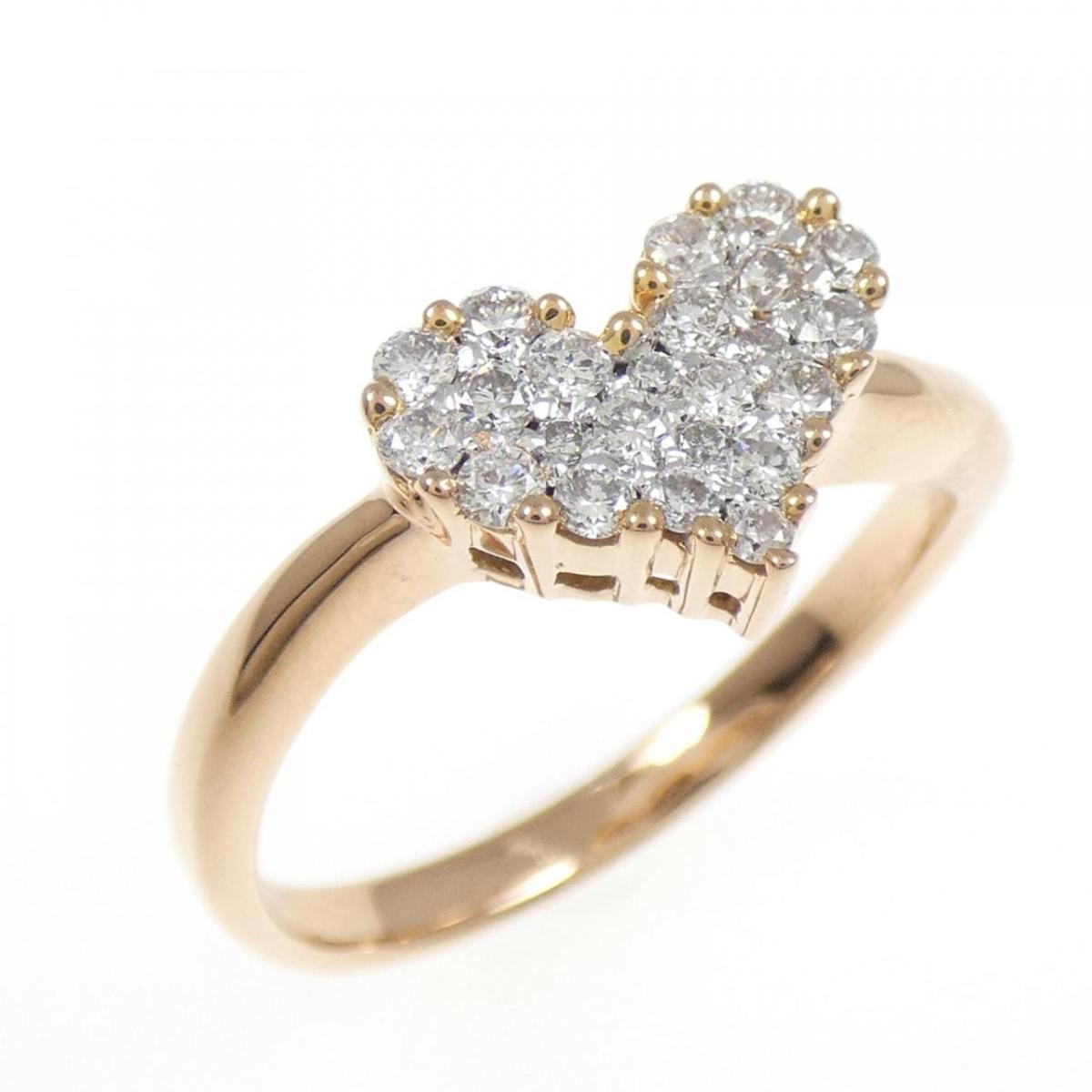 K18PG/K18WG ハート パヴェ ダイヤモンド リング 0.30CT【中古】