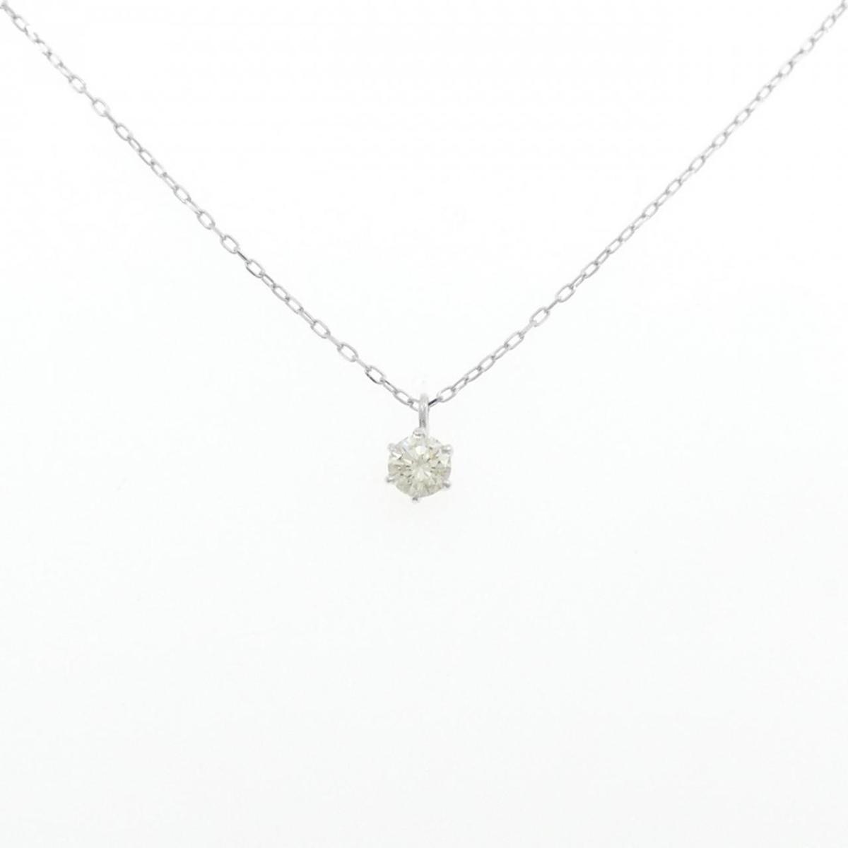 K18WG ソリティア ダイヤモンド ネックレス 0.323CT【中古】