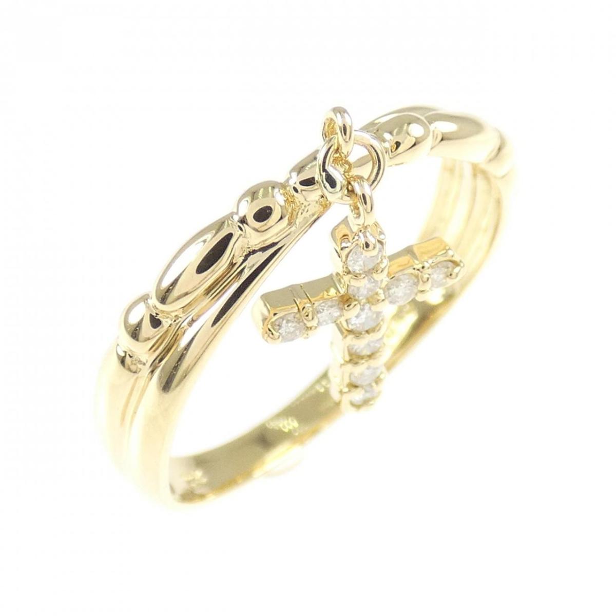 K18YG クロス ダイヤモンド リング 0.10CT【中古】