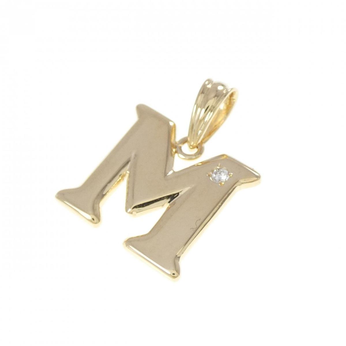K18YG イニシャルM ダイヤモンド ペンダント 0.02CT【中古】