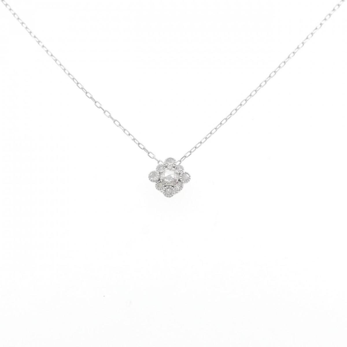 K18WG ダイヤモンド ネックレス 0.11CT【中古】