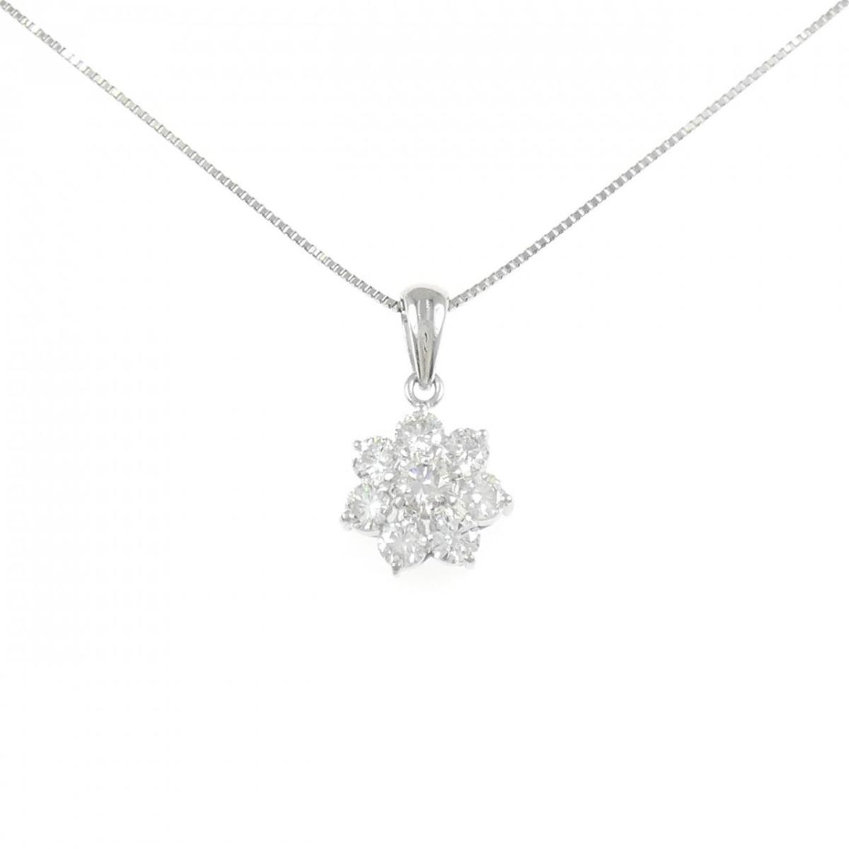 PT/PT850 フラワー ダイヤモンド ネックレス 1.00CT【中古】