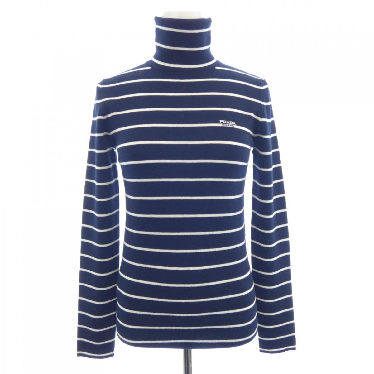 プラダ PRADA ストライプウールタートルネックセーター P26575 SOOO 18YM ニット【中古】