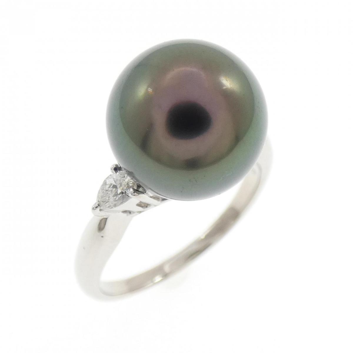 PT900 黒蝶パール リング 11mm【中古】