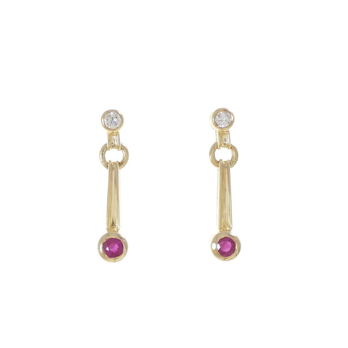 K18YG/K18WG ルビー ピアス 0.32CT【中古】