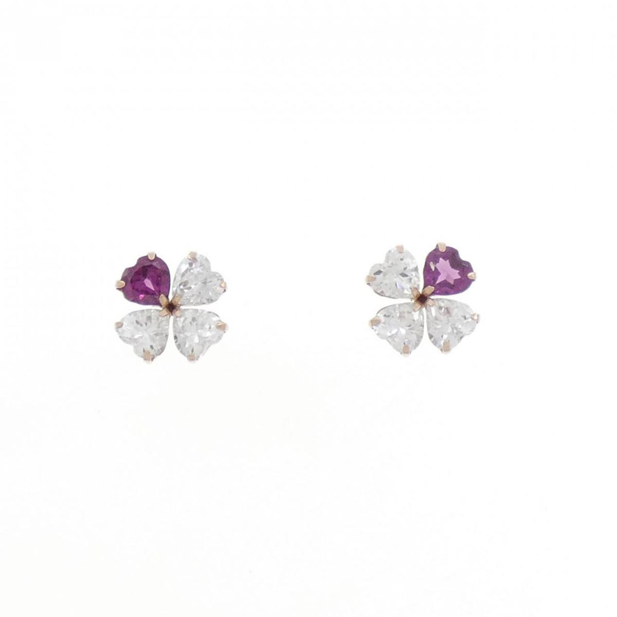 K10PG クローバー ガーネット ピアス【中古】｜KOMEHYO ONLINESTORE 店