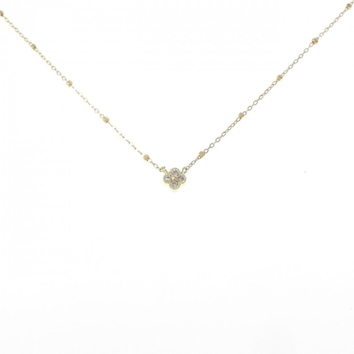 K18YG フラワー ダイヤモンド ネックレス 0.04CT【中古】