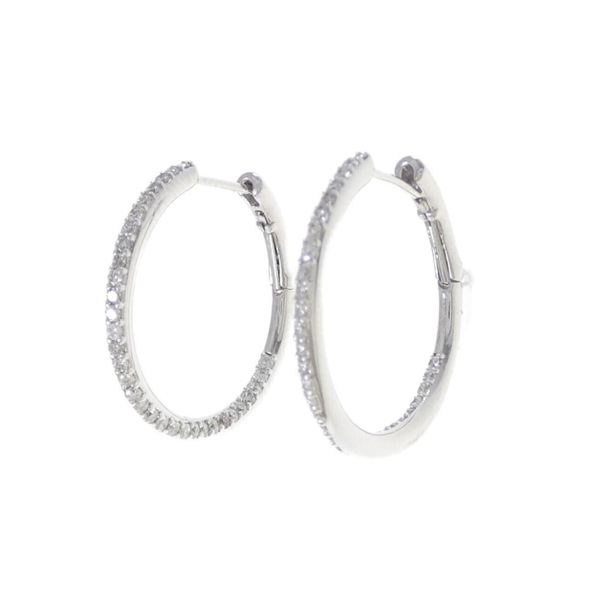 K18WG フープ ダイヤモンド ピアス 0.40CT【中古】