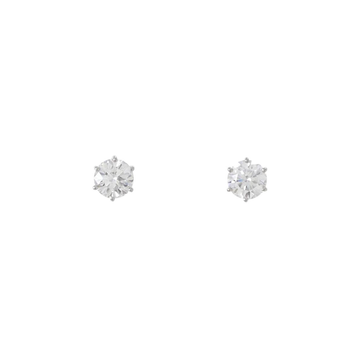 PT900 ダイヤモンド ピアス 0.312CT 0.319CT D VVS1-2 EX-VG【中古】