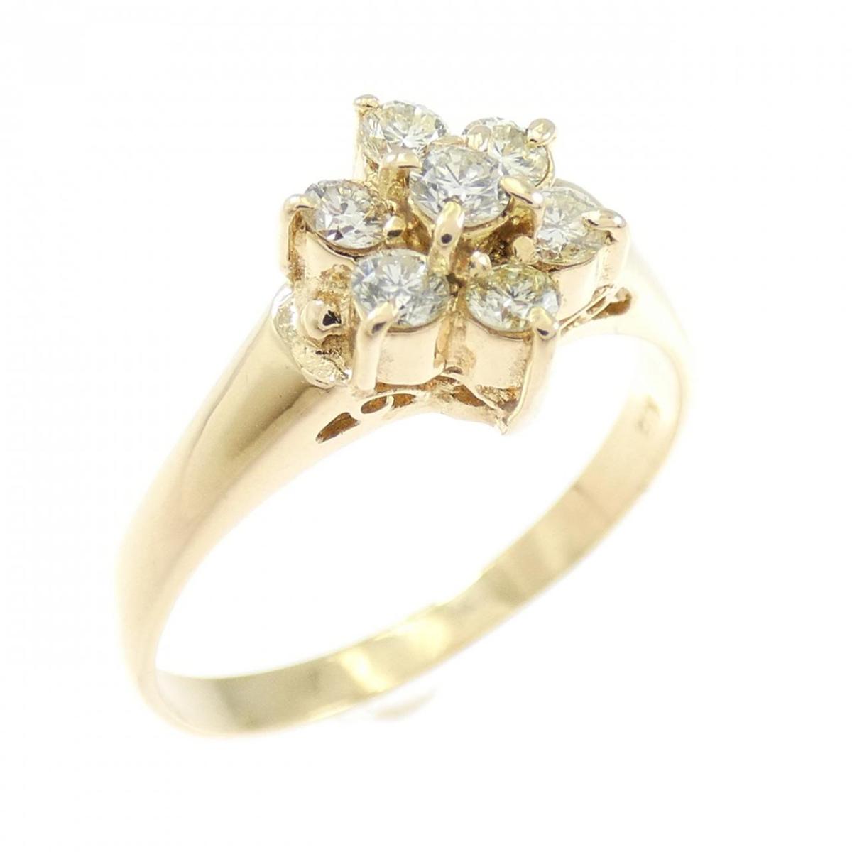 K18YG フラワー ダイヤモンド リング 0.30CT【中古】