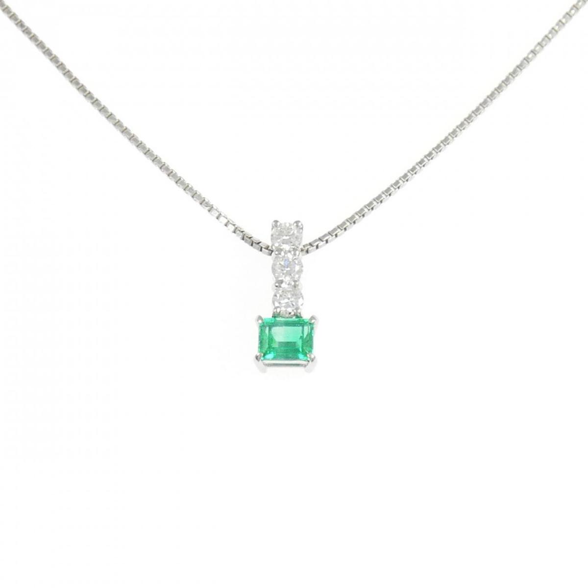 PT900/PT850 エメラルド ネックレス 0.48CT【中古】