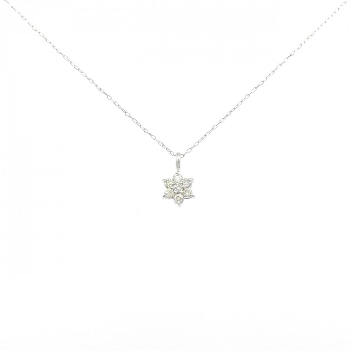 PT900/PT850 フラワー ダイヤモンド ネックレス 0.10CT【中古】