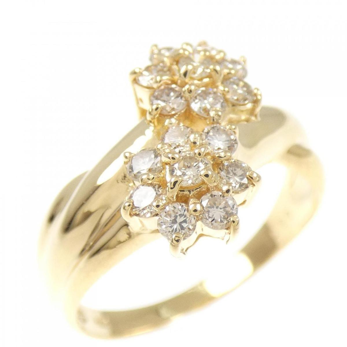 K18YG フラワー ダイヤモンド リング 0.50CT【中古】