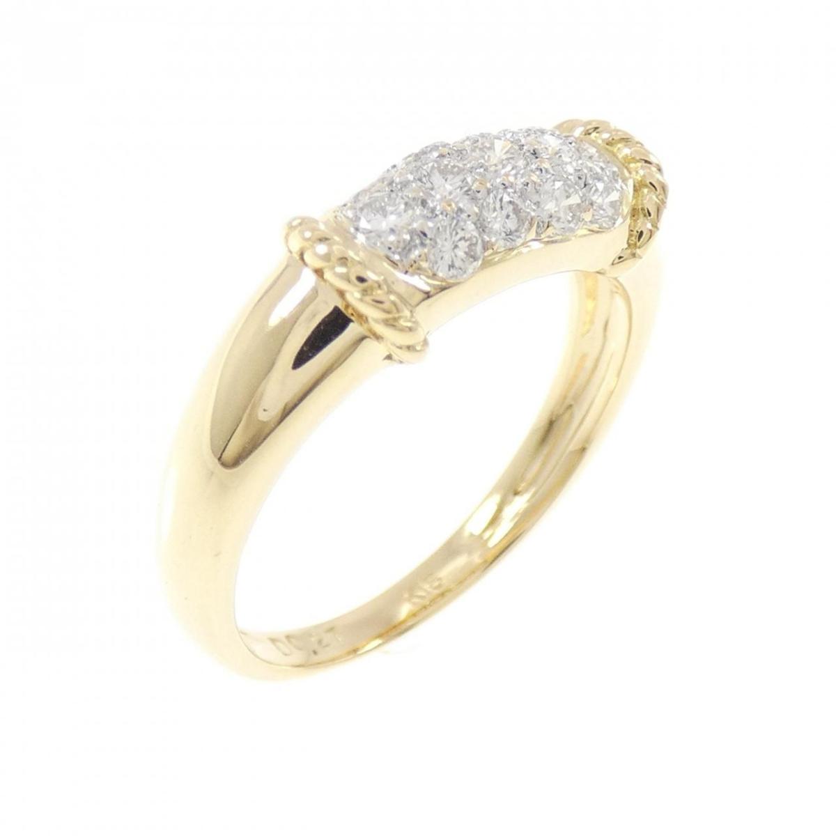 K18YG/K18WG パヴェ ダイヤモンド リング 0.27CT【中古】