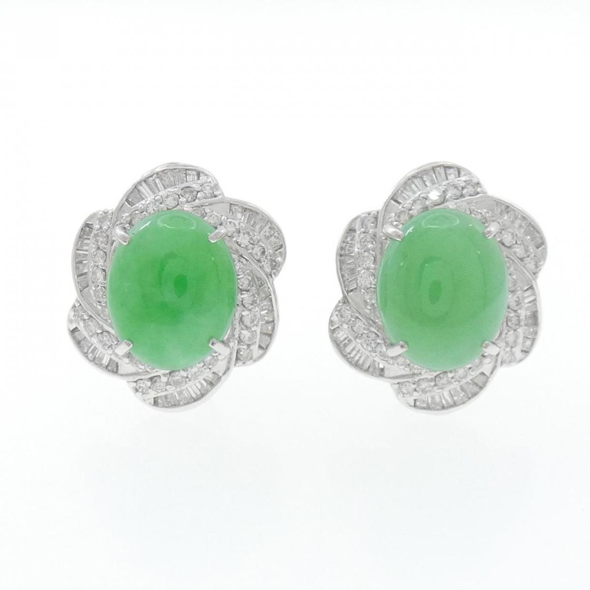 PT900 ヒスイ ピアス 10.45CT【中古】