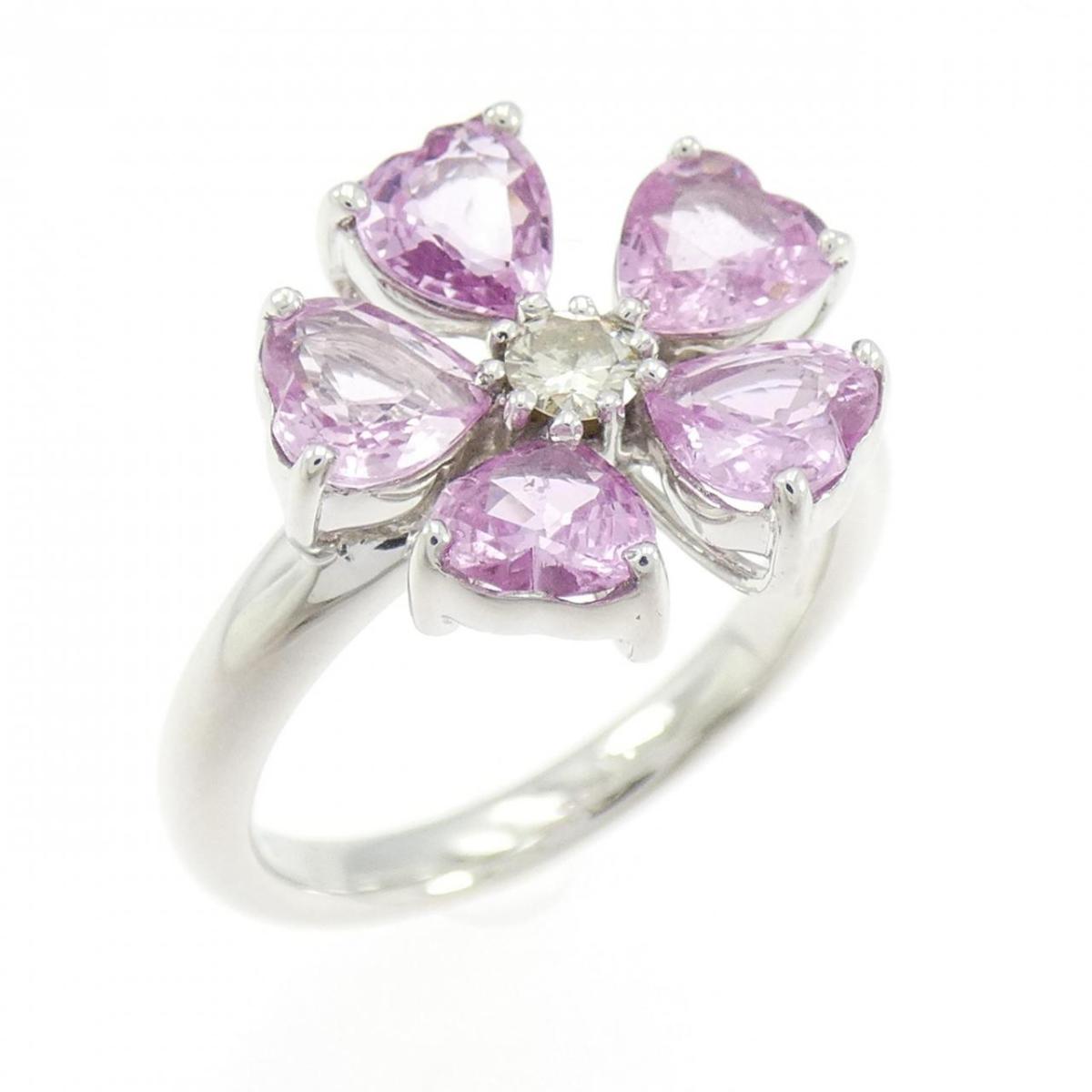 K18WG フラワー サファイヤ リング 2.30CT【中古】