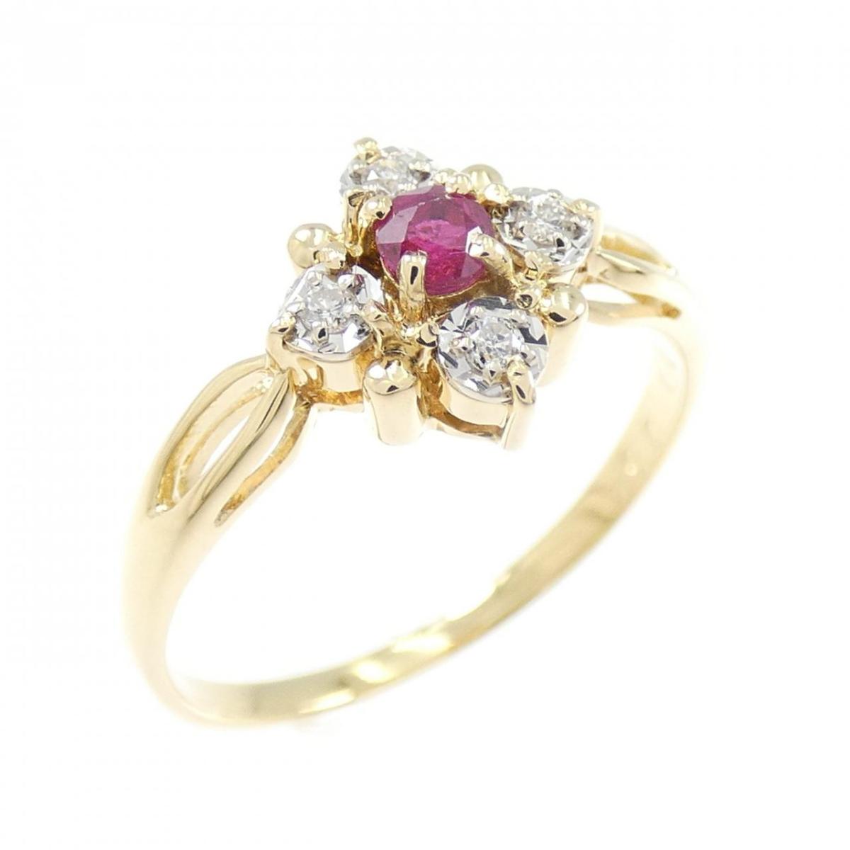 K18YG/K18WG ルビー リング 0.10CT【中古】