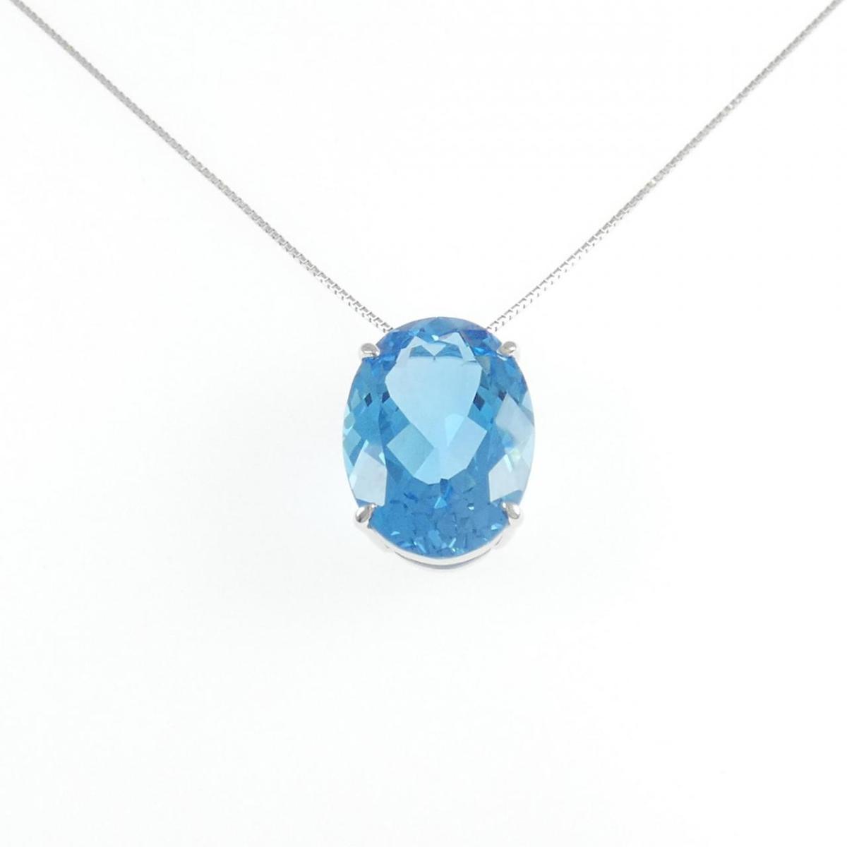 K18WG ブルートパーズ ネックレス 11.00CT【中古】