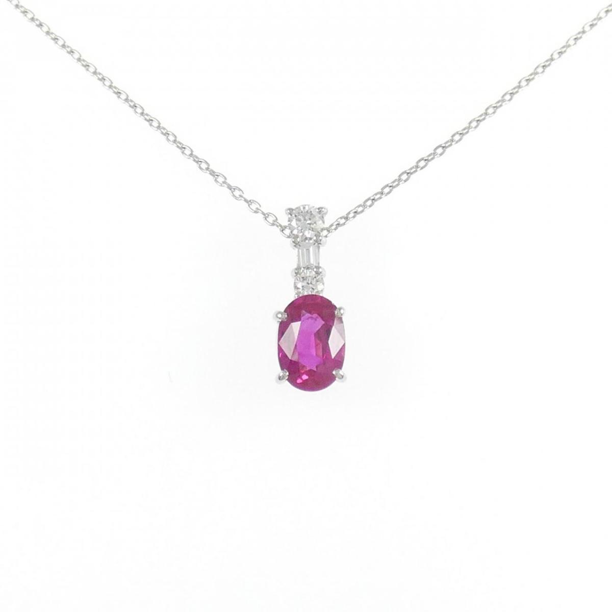 PT900/PT850 ルビー ネックレス 0.93CT【中古】