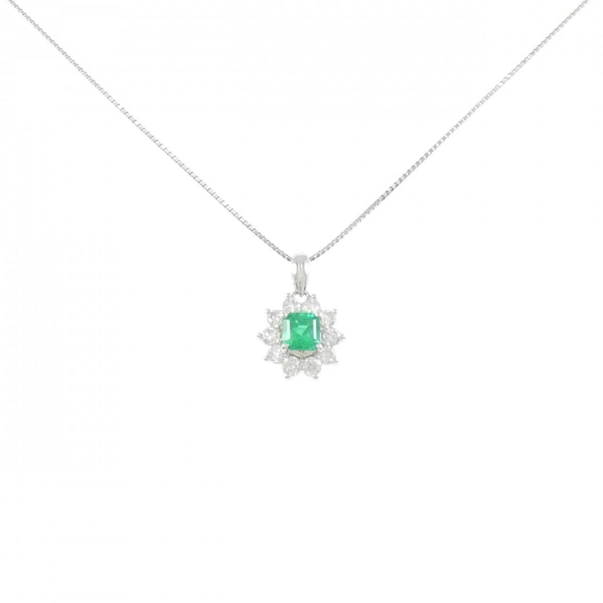 PT900/PT850 エメラルド ネックレス 0.50CT【中古】