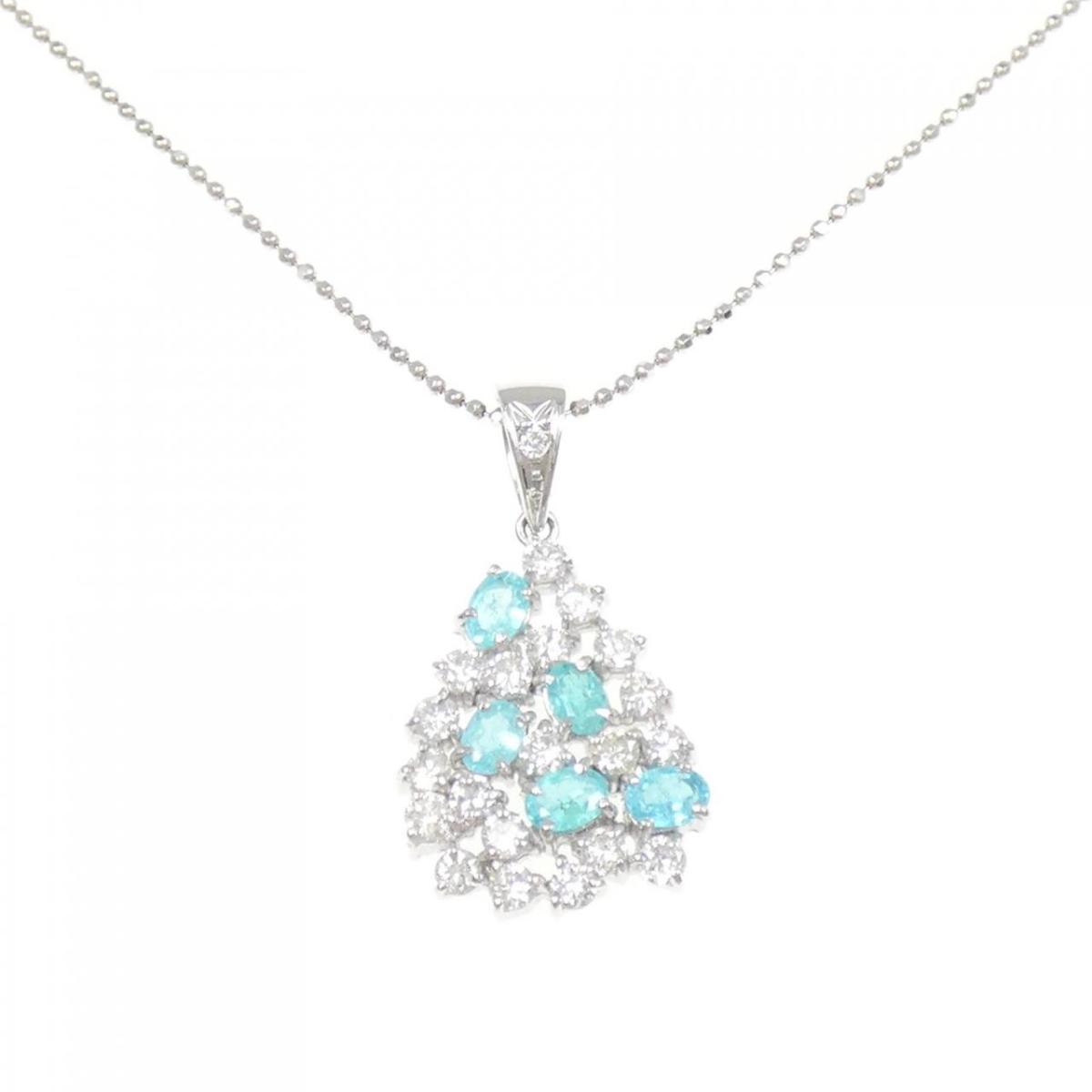 PT900/K18WG パライバトルマリン ネックレス 0.55CT【中古】