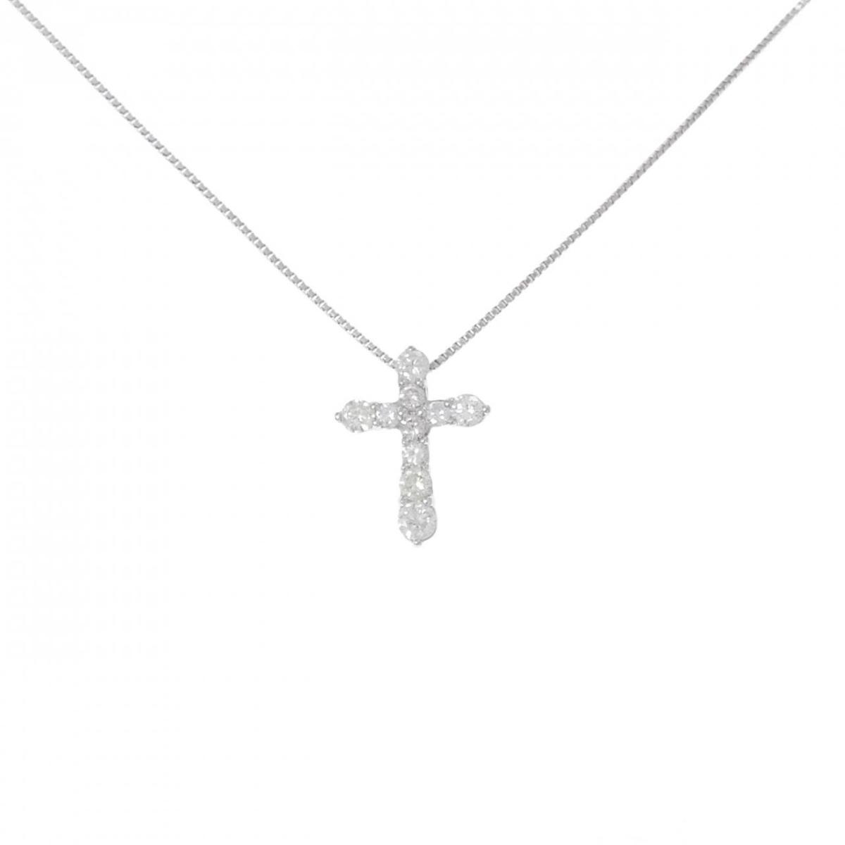 PT900/PT850 クロス ダイヤモンド ネックレス 0.50CT【中古】