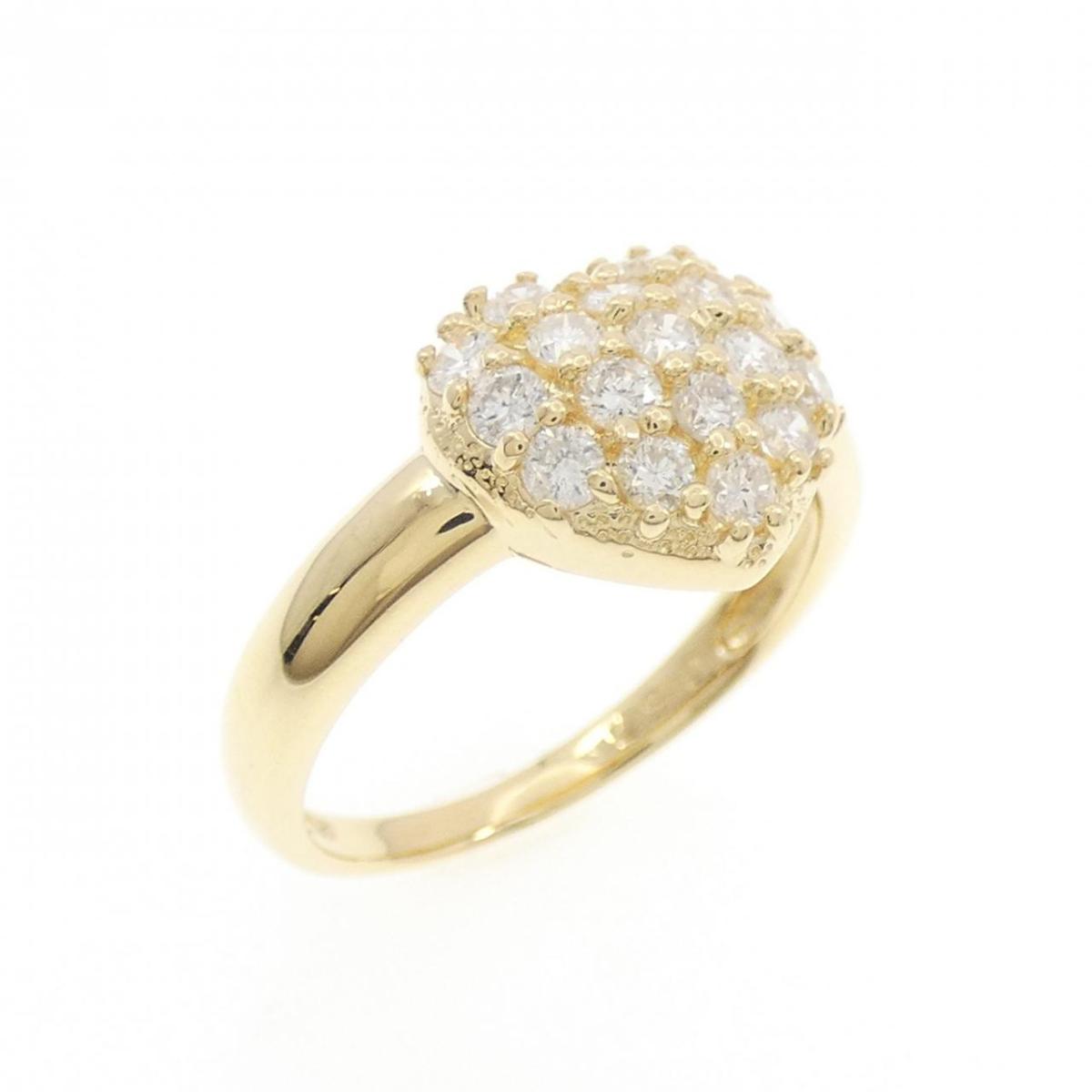 K18YG パヴェ ハート ダイヤモンド リング 0.57CT【中古】