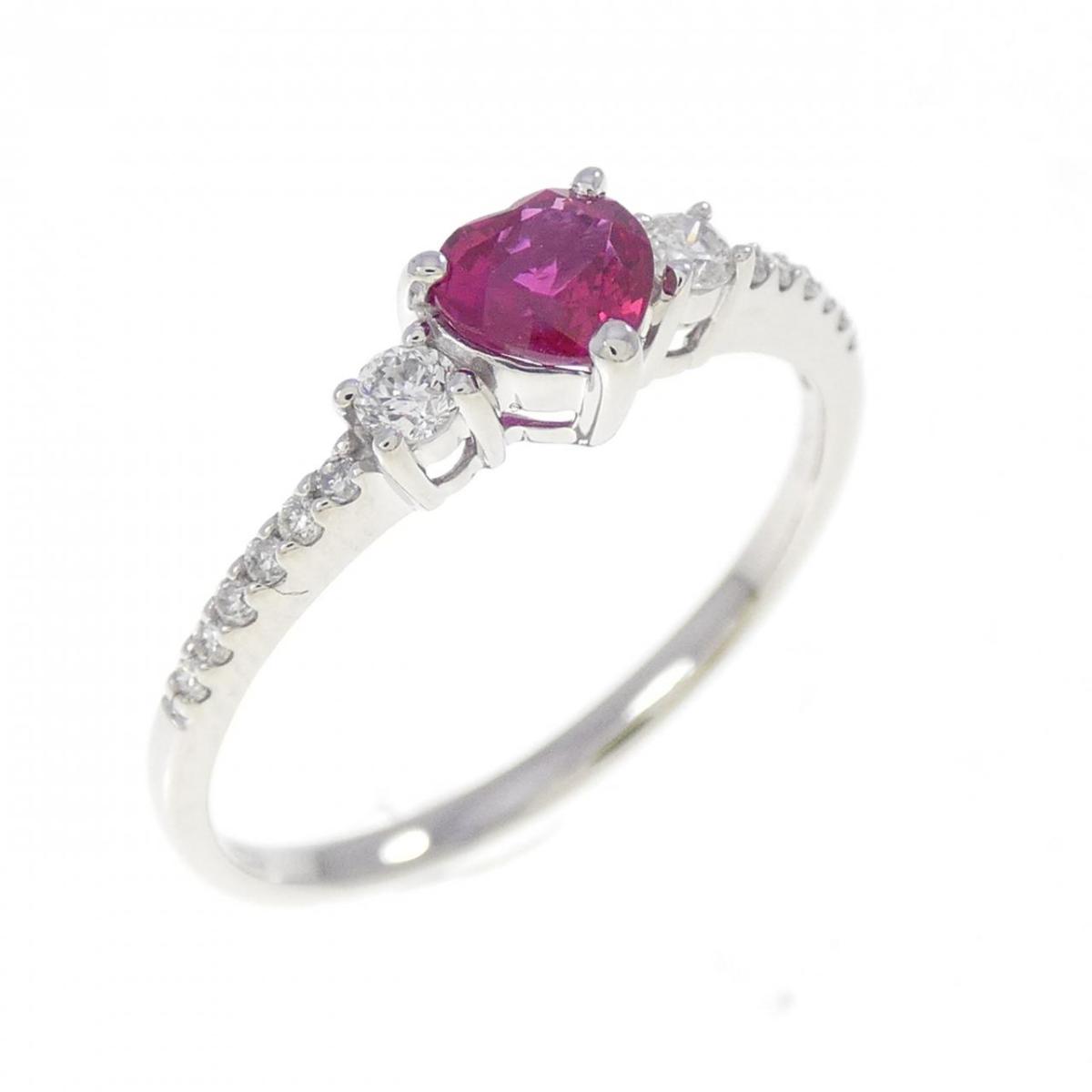 PT900 ハート ルビー リング 0.43CT【中古】