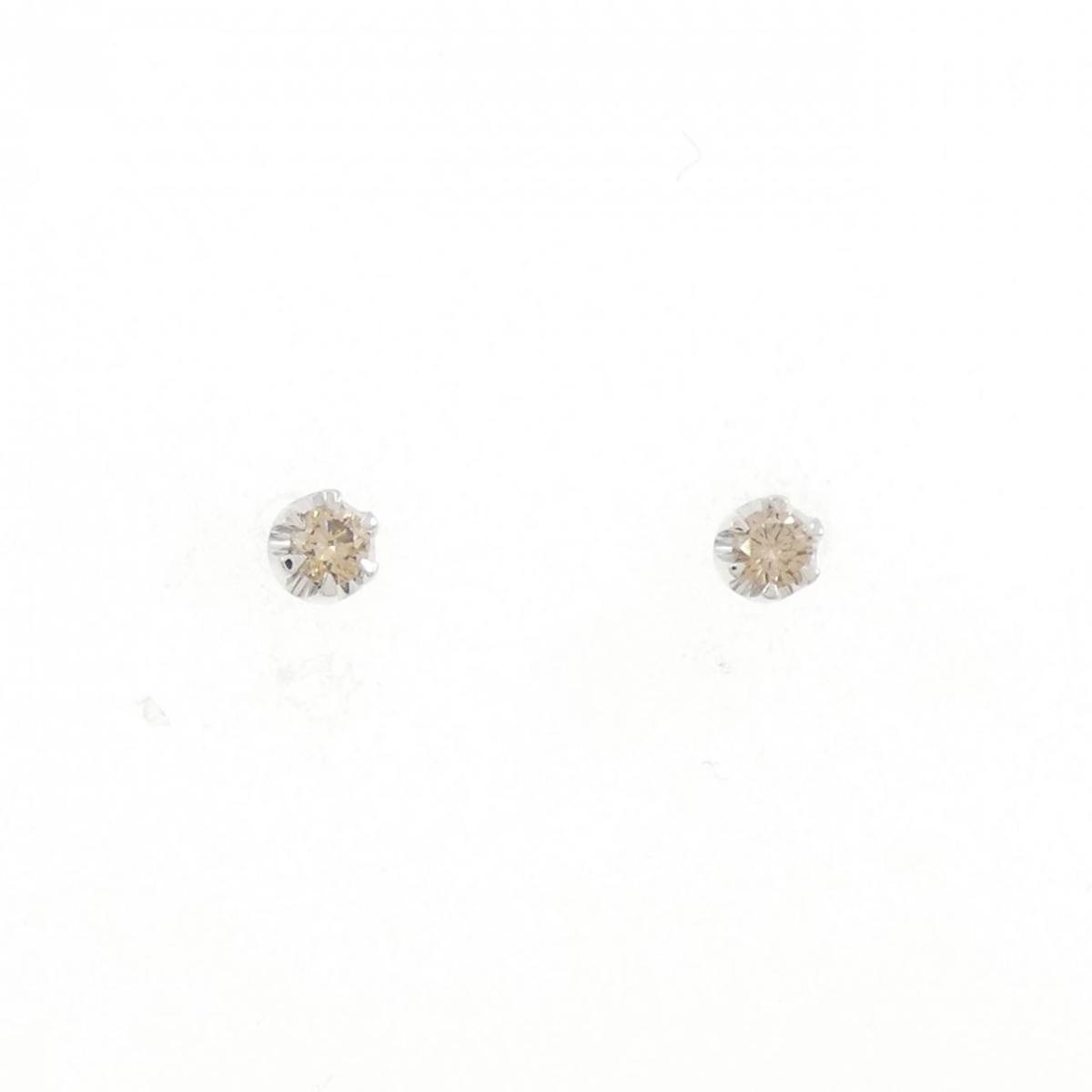 K14WG ダイヤモンド ピアス 0.10CT【中古】