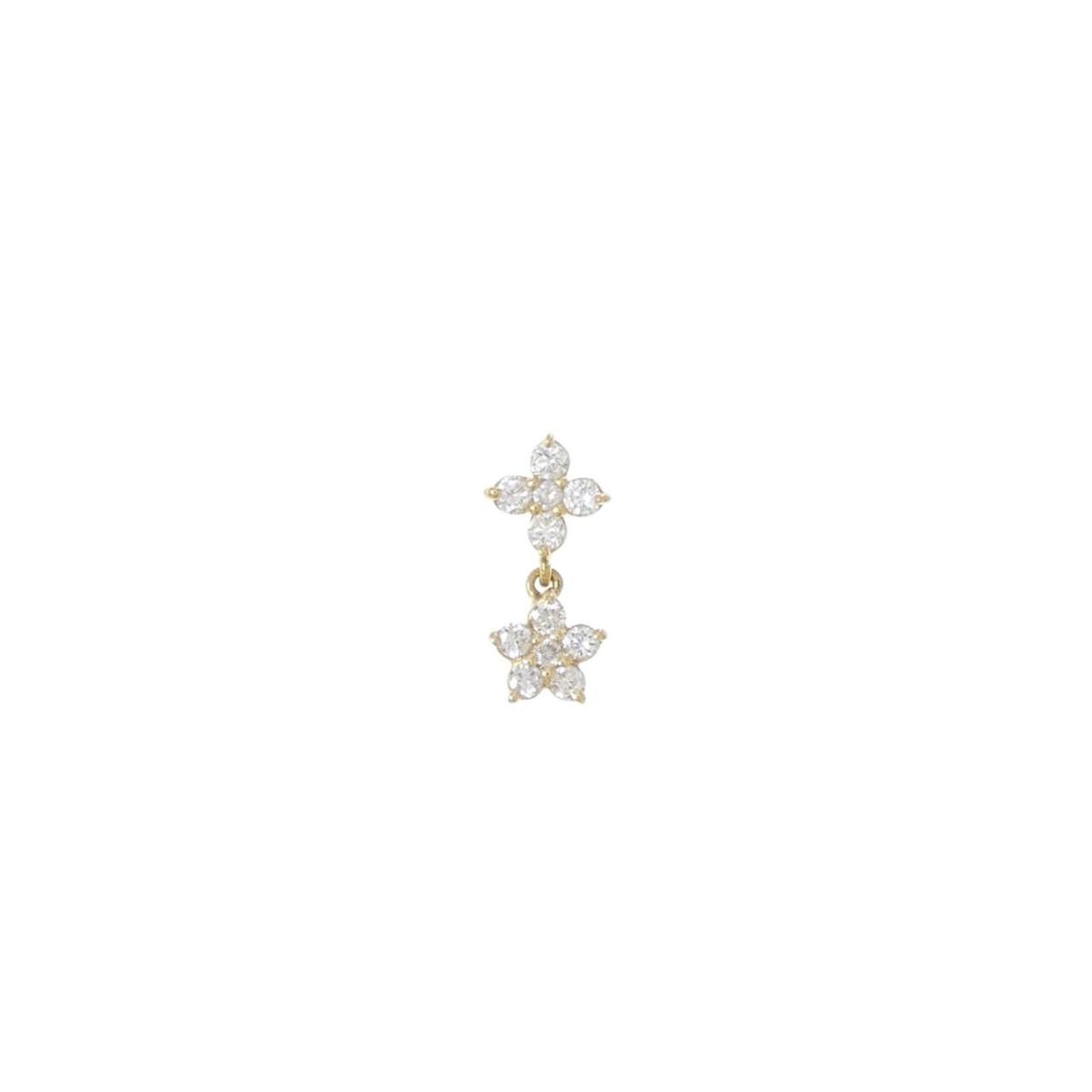 K18YG フラワー ダイヤモンド ピアス 0.09CT 片耳【中古】 21,420円