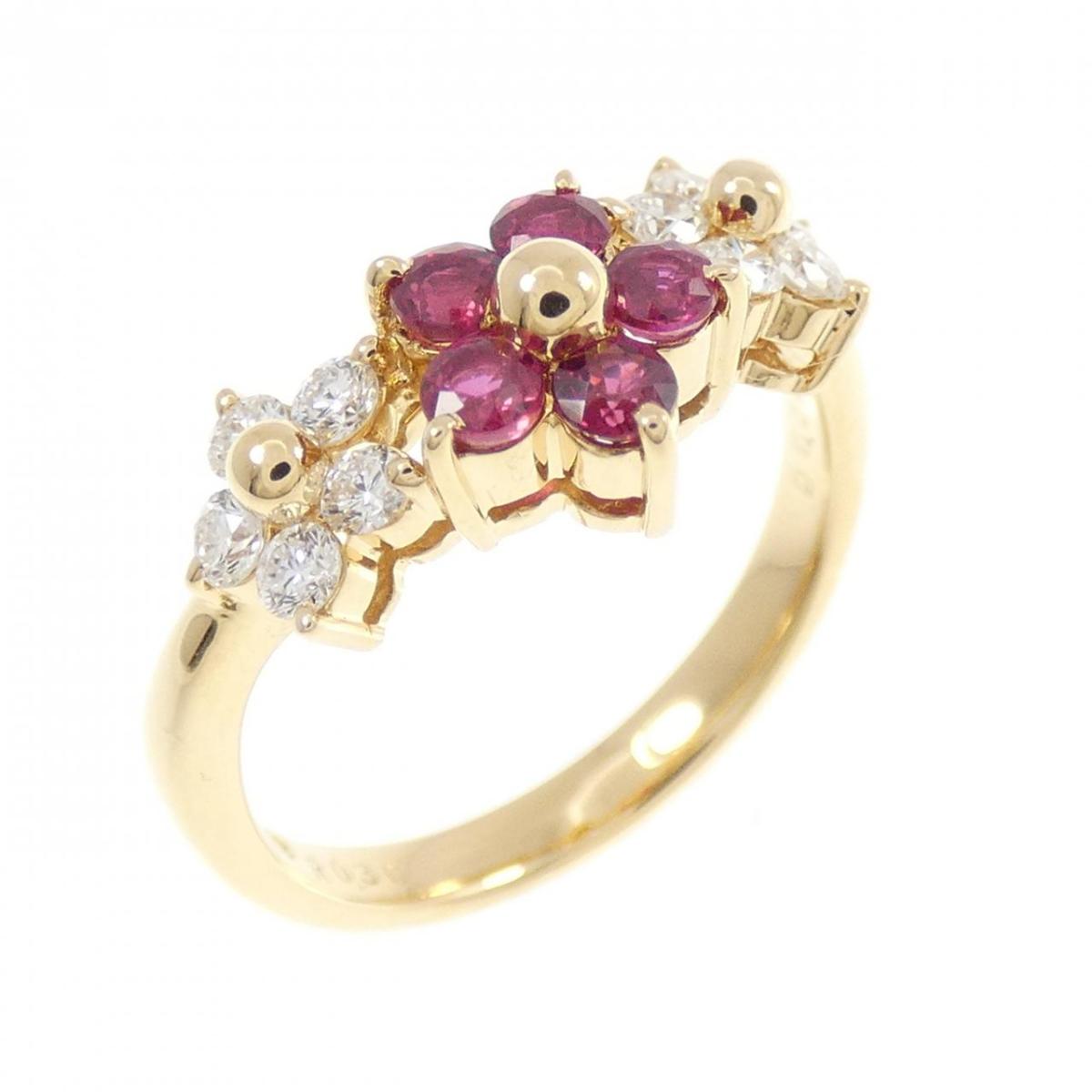 ミキモト フラワー ルビー リング 0.30CT【中古】